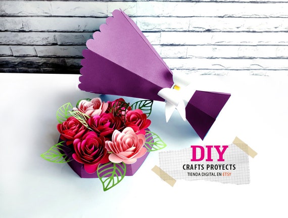 Paper Flower Bouquet ASSEMBLY VIDEO With Score Lines,  Flowers/base/leaves/bow/ Cameo, Cricut, Svg, Dxf, Eps, Pdf 