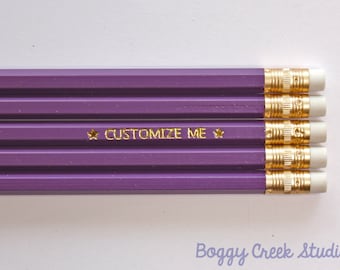 5 Personalized Pencils in Light Purple, Back to school, Stocking Stuffer, Student/Birthday Gift, Teacher Appreciation, #2 Graphite