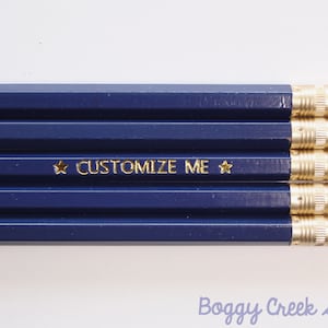 5 dunkelblaue personalisierte Bleistifte ~ Zurück in die Schule, Geschenk für Schüler / Geburtstag, Lehreranfänger, # 2 Graphite, Hochzeitsbevorzugung