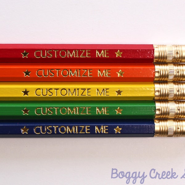 Colorful ~ 5 Personalized Pencils, Back to school, Stocking Stuffer, Student/Birthday Gift, Teacher Appreciation, #2 Graphite, Wedding Favor