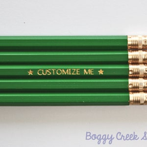 5 Personalized Pencils in Bright Green ~ Back to school, Stocking Stuffer, Student/Birthday Gift, Teacher Appreciation, #2 Graphite