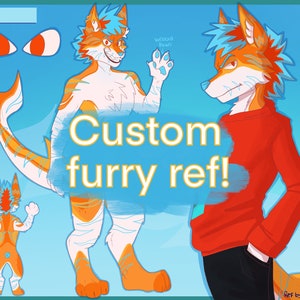 Custom fursona reference sheet | custom fursuit character ref sheet front+back design | furry ref sheet | fursuit reference sheet(read desc)