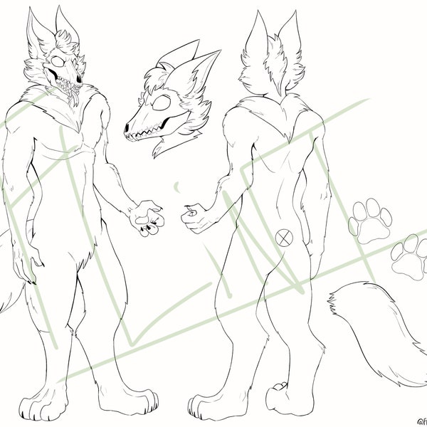 Canine skull dog pay to use base outline | reference sheet for your fursona | perfect for Halloween characters | furry coloring sheet