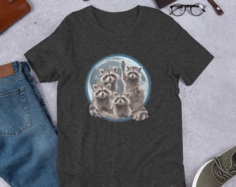 Retro Raccoon Moon Graphic Tee, Funny Raccoon Lovers Shirt