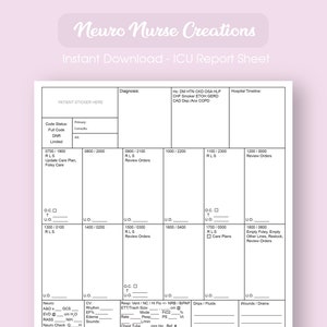 New Grad ICU Report Sheet / ICU Brain