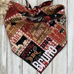Personalized Embroidered Barbecue Patch Dog Bandana, BBQ Summer Cookout Puppy Scarf, Gift For Pets