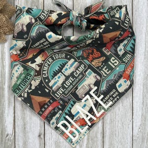 Personalized Embroidered Live Love Camp Patches Dog Bandana, Outdoor Hiking Adventure Puppy Scarf, Gift For Pets