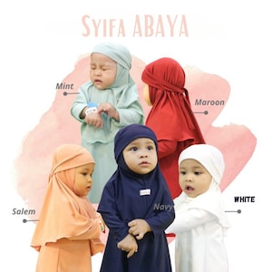 SYIFA Baby girl children Muslim dress, Baby  Premium dress hijab set, 0-3 years old muslim baby dress set hijab, abaya baby set