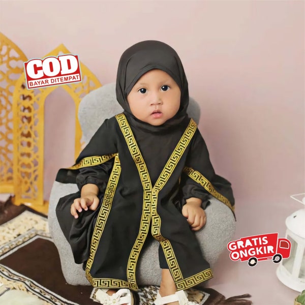 MEDINA baby girl abaya sets, 0-24 months baby girl arabian dress sets hijab