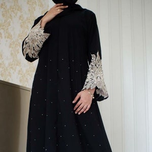 SONIA Black baby girl abaya set pashmina, Saudi baby girl abaya sets, Umrah baby girl abaya set image 4