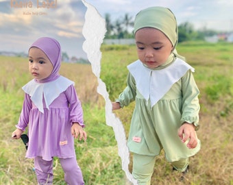 UMAIRA Baby girl children Muslim hijab, Baby Tunic hijab set, 0-3 yeras old muslim baby Tunic set hijab, baby set hijab