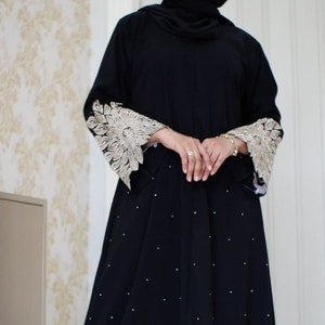 SONIA Black baby girl abaya set pashmina, Saudi baby girl abaya sets, Umrah baby girl abaya set image 3