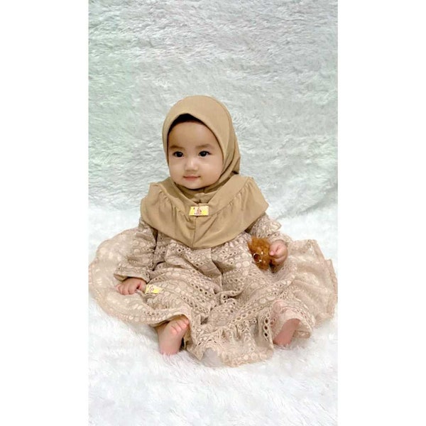 VALERY Ensembles abaya bébé 4-12 mois Hijab, ensembles hijab bébé musulman, robe bébé hijab mariage