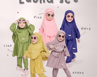 Lubna Baby girl children Muslim hijab, Baby Tunic hijab set, 0-3 yeras old muslim baby Tunic set hijab, baby set hijab