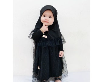 TILLE 24 months+ abaya baby hijab, baby abaya sets hijab, baby muslim wedding dress party