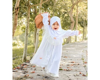 TILLE 4-12 months Baby abaya Sets Hijab, muslim baby hijab sets, baby dress hijab wedding