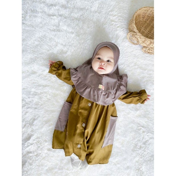 AVA 4 - 12 months Baby abaya Sets Hijab, muslim baby hijab sets, muslim baby dress sets hijab