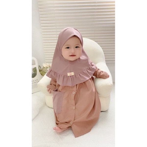 AVA 0 - 3 months Baby abaya Sets Hijab, muslim baby hijab sets, muslim baby dress sets hijab