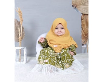 BATIK 0 - 3 months Baby abaya Sets Hijab, muslim baby hijab sets, baby muslim dress hijab