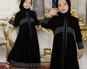 EXLUSSIVE DUBAI 475 Black baby girl abaya, Saudi baby girl abaya sets, Umrah baby girl abaya (abaya only)