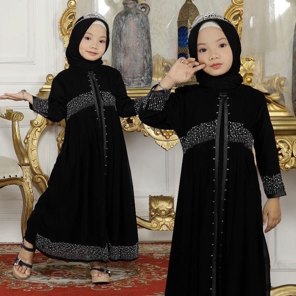 EXLUSSIVE DUBAI 475 Black baby girl abaya, Saudi baby girl abaya sets, Umrah baby girl abaya (abaya only)