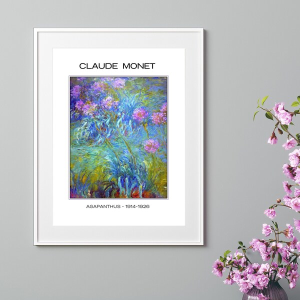 Monet, Agapanthus Print, Vintage Claude Monet Painting, Famous Art Prints ,Digital Download Wall Art