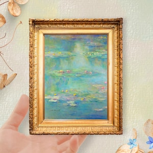 Mini Art, Claude Monet  Nymphéas Water Lilies Painting, French Impressionist Art, Oil Painting Print, Unframed Print,Farmhouse Art