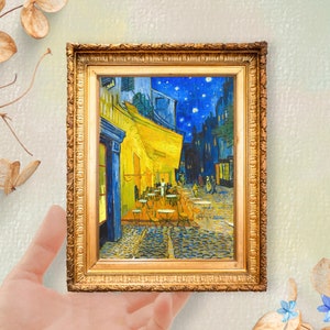 Van Gogh Cafe Terrace at Night Print: Miniature Oil Painting Reproduction,Mini Prints (Unframed)