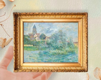 Monet "L'église de Vétheuil" Print: French Impressionist Miniature Painting (Unframed)
