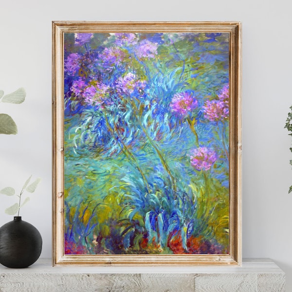 Agapanthus Flowers in the Garden, Claude Monet Painting, Vintage French Painting, Digital Download Vintage Print