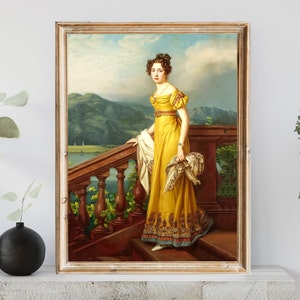Victorian Woman Portrait: Girl in Yellow Dress Art Print (digital ...