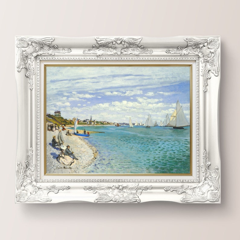 Claude Monet Regatta At Sainte-Adresse Print - 5x7 Inch Vintage Coastal Wall Art, Unframed