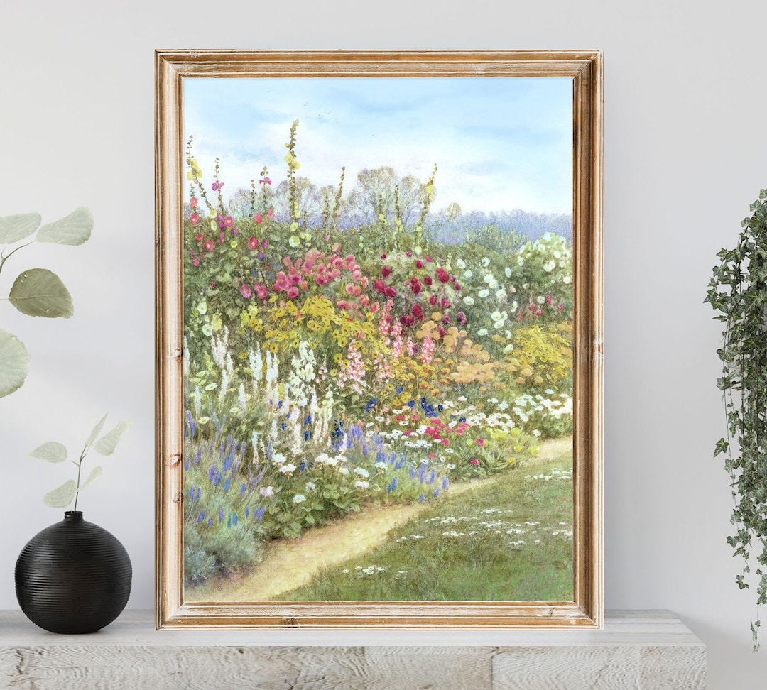 A Herb Garden Painting, Vintage Landscape Floral Print, Vintage Digital ...
