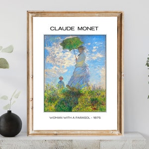 Monet, Woman With a Parasol, Vintage Claude Monet Painting, Digital Download Wall Art