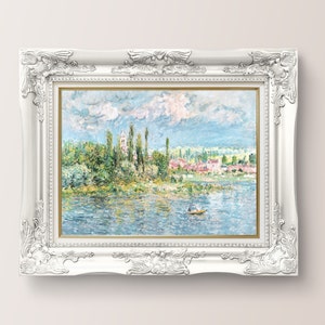 Monet Painting: French Town of Vetheuil Vintage Landscape (Digital Download)