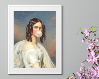 Bubblegum Princess Portrait: Funny Victorian Art Print (Digital Download)