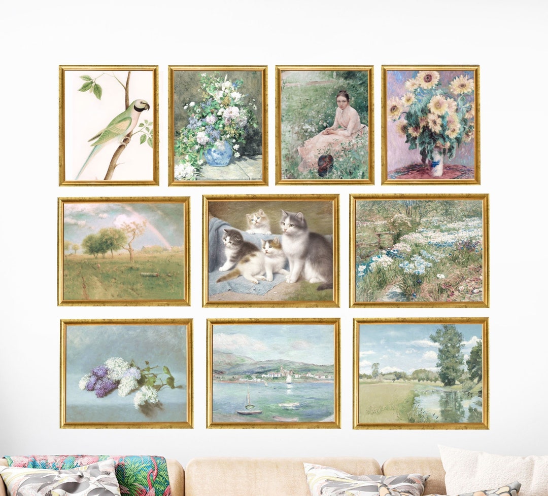 Vintage Gallery Wall Art Set of 10, Neutral Muted Gallery Wall Art ...