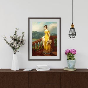 Victorian Woman Portrait: Girl in Yellow Dress Art Print (digital ...