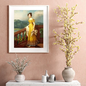 Victorian Woman Portrait: Girl in Yellow Dress Art Print (digital ...
