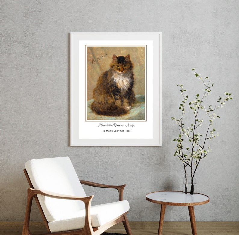 The Maine Coon Cat, Henriette Ronner Knip Cat Painting, Vintage Cat ...