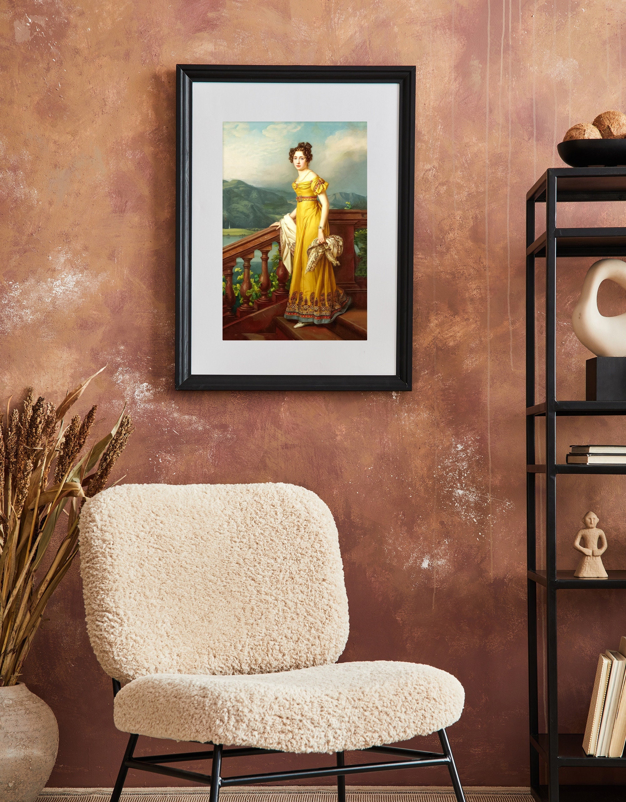 Victorian Woman Portrait: Girl in Yellow Dress Art Print (digital ...