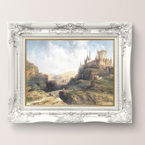 Vintage Fairytale Castle Painting: Romantic European Scenery (Digital Download)