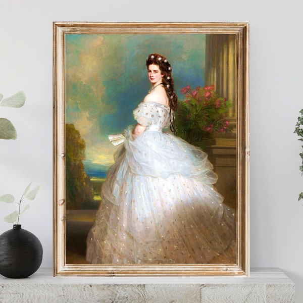 Portrait of Royal Princess, Vintage Princess oil Painting, Victorian Era Art Print, Digital Download, Printable Vintage Art