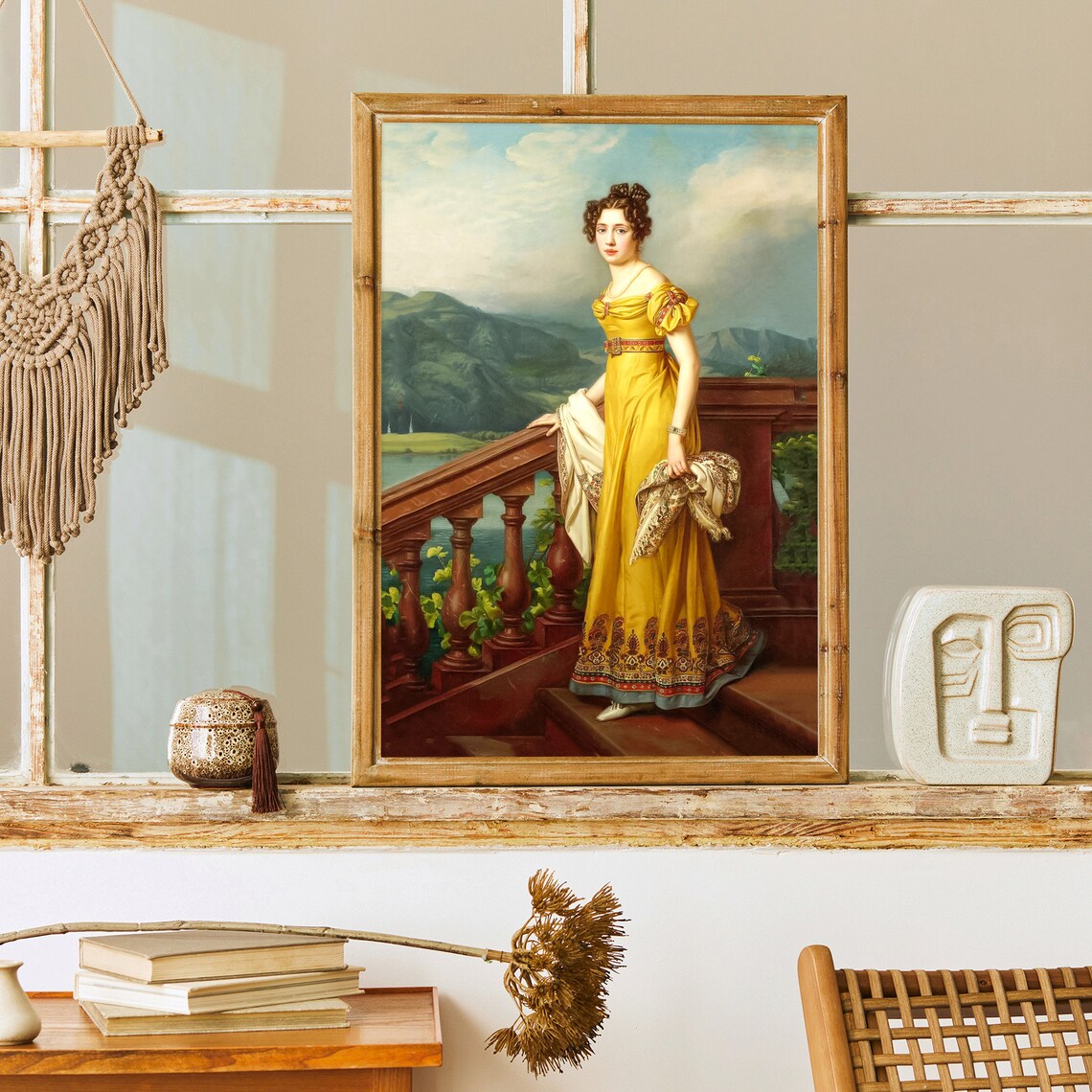 Victorian Woman Portrait: Girl in Yellow Dress Art Print (digital ...