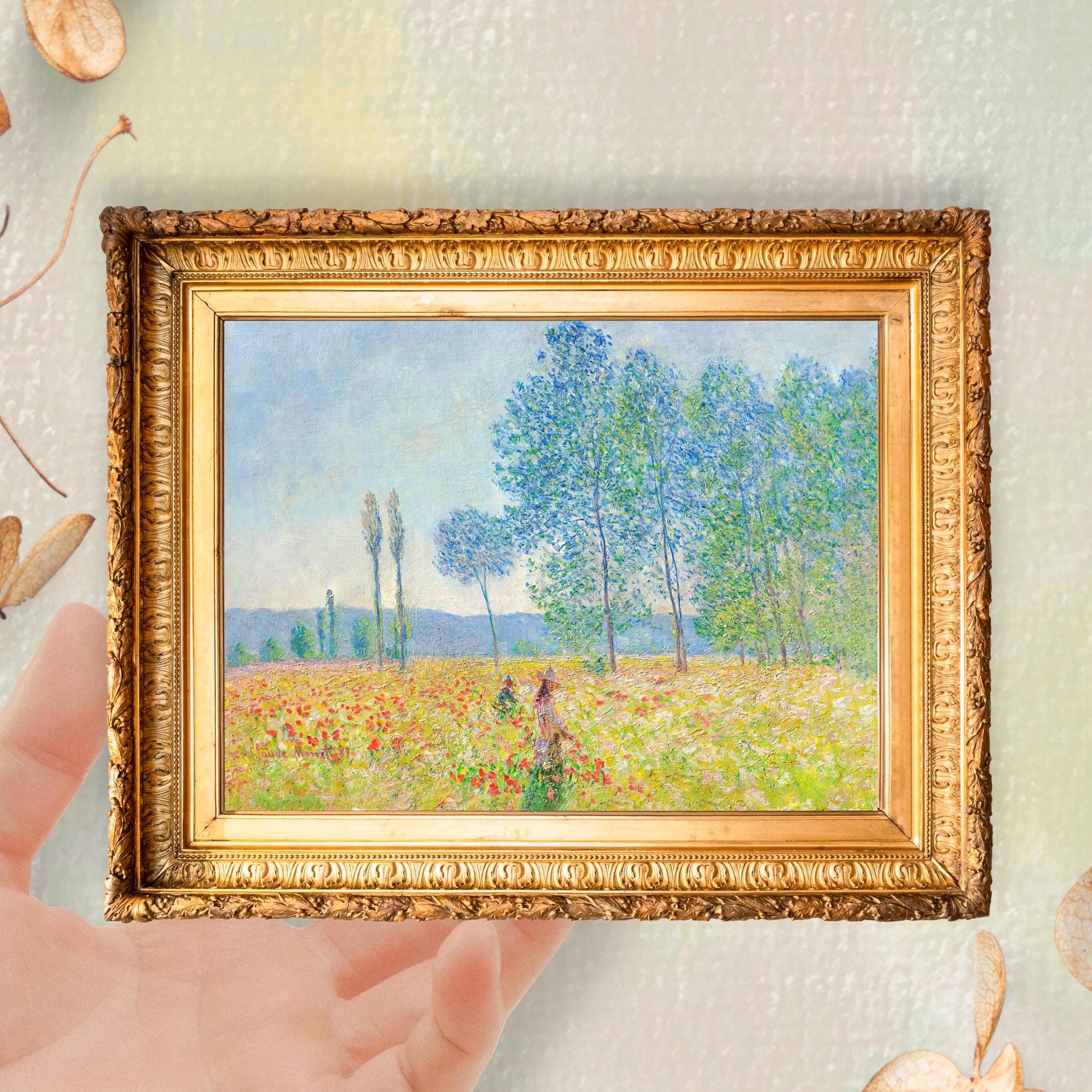 モネ「ポプラの木の下で」ミニチュアアートプリント：フランス印象派の 
