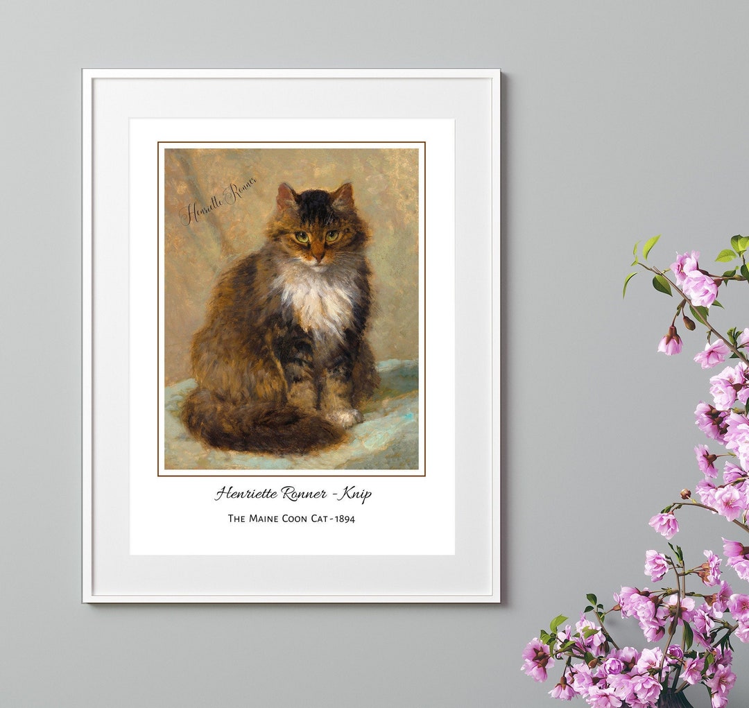 The Maine Coon Cat, Henriette Ronner Knip Cat Painting, Vintage Cat ...