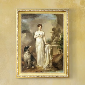 Vintage Countess Portrait with Dog: Regency Era Art (Digital Download)