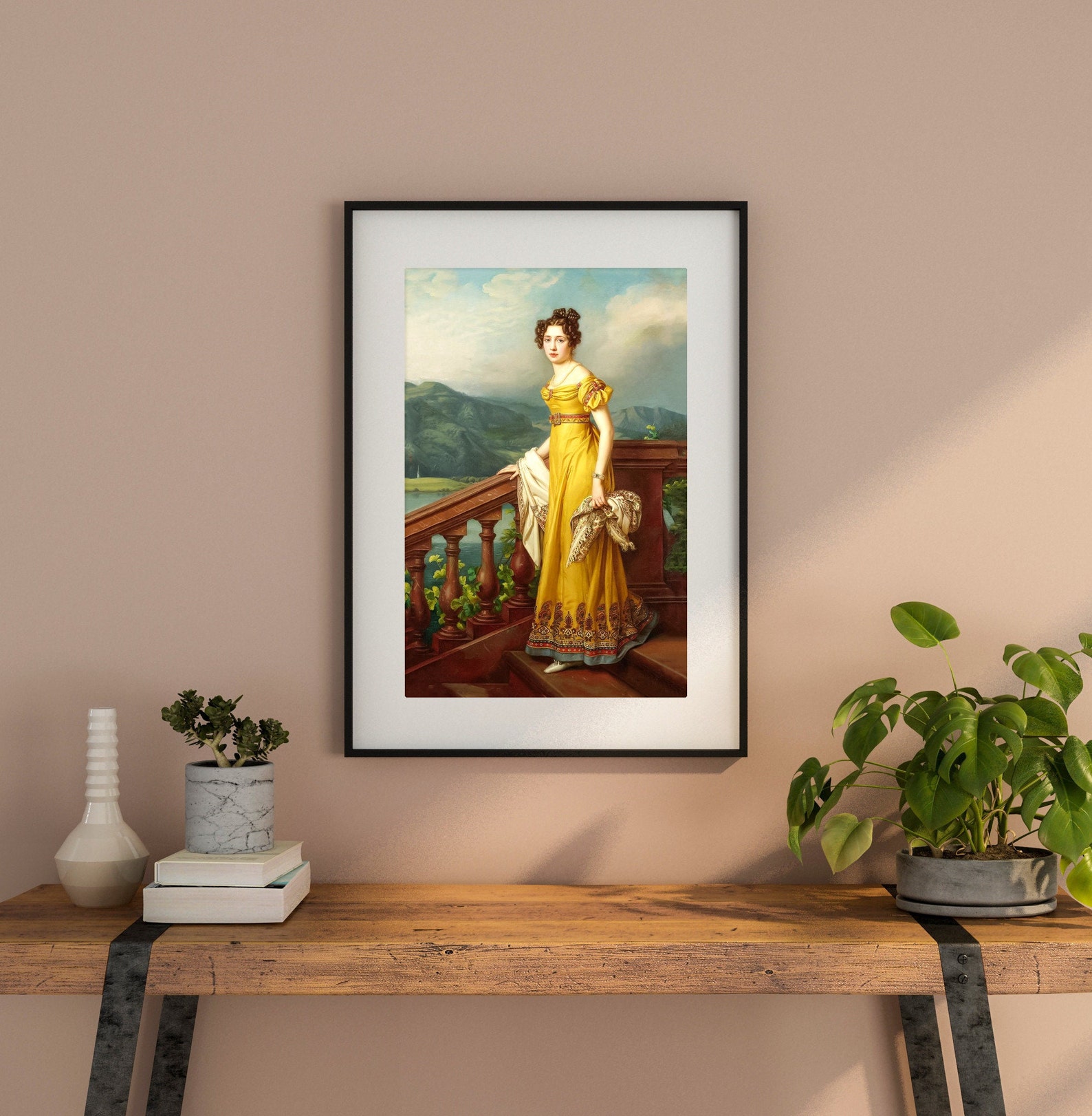 Victorian Woman Portrait: Girl in Yellow Dress Art Print (digital ...