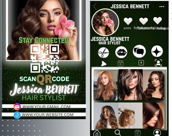 Visitenkarte Vorlage, Diy Beauty Visitenkarte, Instagram Visitenkarte, Business Branding QR-Karte, Hair Lash Salon Card