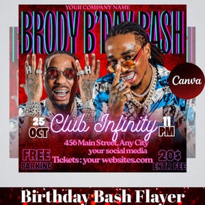 Men’s Birthday Flyer | Birthday Bash Invitation | Club Party Event Flyer | Canva Editable Template |  birthday boy flyer